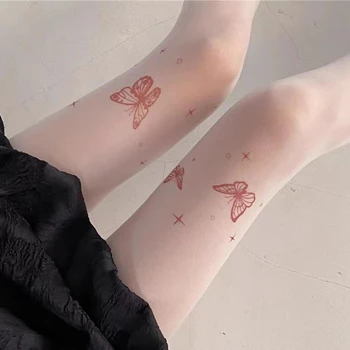 Ретро Чорапогащник с Татуировки С Принтом Пеперуди Y2k За момичета, Чорапи в стил Лолита 
