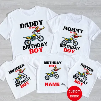 Риза Motochoss, семейна риза за рождения ден, подходяща тениска, дрехи за парти, дрехи за момчета, индивидуално име, Готин мотор