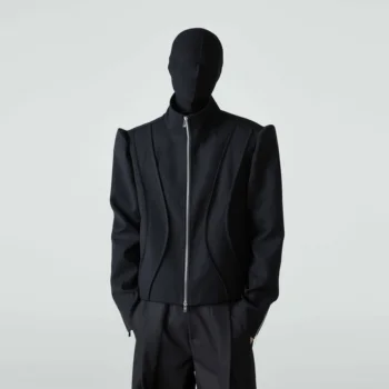 Сако с цепка, черна ежедневни градинска мода, Есен-късо палто за мъже