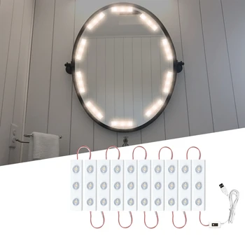 Светлинна лента за огледала за грим USB 5, тоалетка, лампа за баня, лентата осветление, led венец за грим, домашен декор