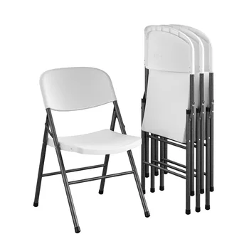 Сгъваем стол от смола премиум-клас Mainstays, 4 комплекта, бяла преносим стол