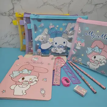 Семеен набор от офис консумативи Sanrio за начално училище, определени A5, чанта-мрежа, ученически пособия, Скъпа креативна чанта за писалки за деца.