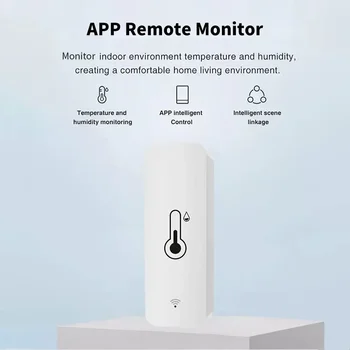 Сензор за температура и влажност на Hristo WiFi, сензор за влажността в помещението, приложение за мониторинг на захранването от батерията за Алекса Google Home Voice