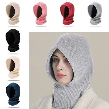 Ски маска с двойна употреба Нова дебела топла Шапка за студено време Балаклава Потертая шапка за момичета