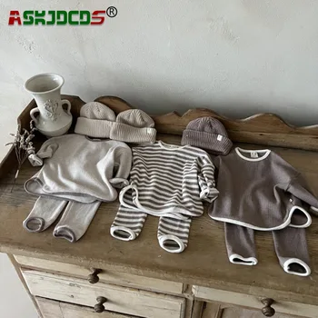 Случайни комплект INS в корейски стил за бебета и малки деца - hoody свободно намаляване на + панталони от две части за малки деца за пролет-есен