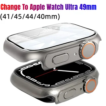 Смените калъф Ultra 49 мм за Apple Watch Series 8 7 на 41 мм, 45 мм, Калъф за КОМПЮТЪР + Стъкло за iWatch 6 5 SE 40 мм 44 мм Защитни капаци за екрана