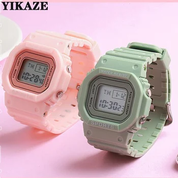 Спортни часовници YIKAZE За момчета и момичета, студентски led електронни часовници, цветни мъжки Женски Квадратни цифрови часовници, водоустойчиви Гумени часовници