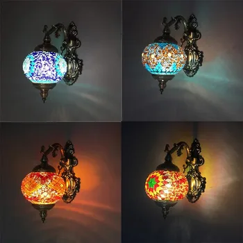 Средиземноморски творчески кристални фарове с ръчно изработени, ретро, с монтиран на стената лампа, домашен интериор за бар, кафене, столова, коридор, осветителни Тела