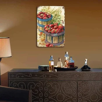 Стенни панела с винтажной метална тенекиен табела Avcl 12x16 инча (3040 см)-Пълна бурета ябълки Подходящ за барове, ресторанти, кухни