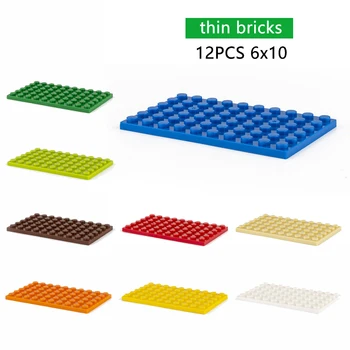 Строителни блокове със собствените си ръце Тънки Фигурки Тухли 12шт 6x10 точки Развивающий Творчески размер е Съвместим с играчки други марки за деца