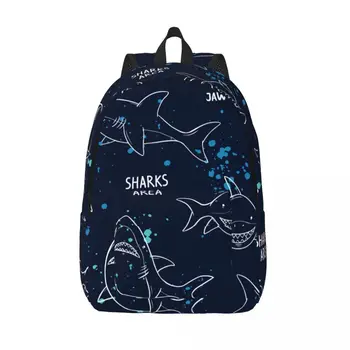 Студентски чанта, раница с боядисани акули, лека раница за родителите и децата на двойката, чанти за лаптоп