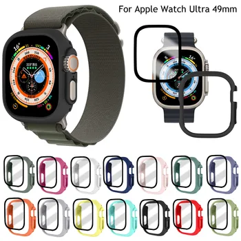Стъкло + калъф за Apple Watch Ultra Case 49 мм броня, закалена защитно фолио за екран за Apple Watch Ultra 49 мм, аксесоари за корпуса на