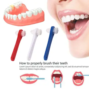 Т-образен Протеза Специална Четка Четка за Зъби С Двойна Глава Двойни Въздушни Четки За Възрастни Малки Четки За Почистване на Зъбите на Зъбни Протези С Ограничител на Стена Toothbrus T3K1