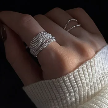 Творческа пръстен с уникални линии за жени, модерно необичайно пръстен, бижута, регулируема по изменение отворено винтажное пръстен за парти, подарък за рожден Ден
