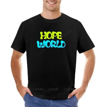 Тениска Hope World, забавни тениски, тениски с графика, дрехи kawaii, лятна тениска, тениски за гиганти за мъже