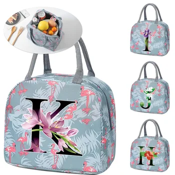 Термосумка за обяд, Скъпа Модерна чанта-тоут, чанта-органайзер за съхранение на продукти, детска серия цветове с принтом синьо Фламинго
