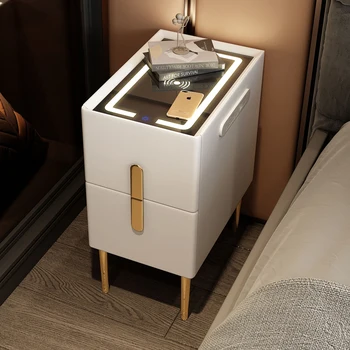 Ультраузкая умна нощно шкафче с акумулаторна няколко италиански зареждане с USB, Тясна Минималистичная мебели за дома Nachttisch