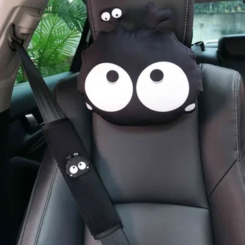 Универсален Автомобилен облегалката за глава с анимационни модел, Възглавници за врата и кръста, Дишаща опора за главата, Защита на седалката, Тъканно кутия за интериора на колата