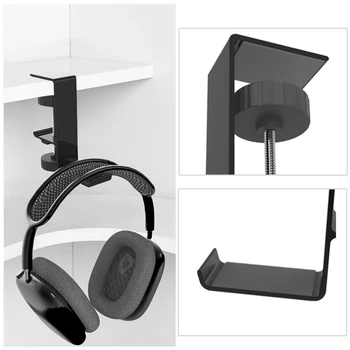 Универсална поставка за слушалки под масата, Алуминиева скоба за книгата на рафта, закачалка за слушалки, Стабилна стойка за дисплея и организация на слушалки
