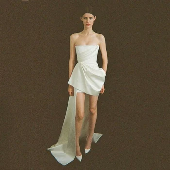 Уникален Секси Елегантна къса рокля за абитуриентски бал без презрамки и без ръкави, женски коктейлни рокли за специални случаи, мини-партита по поръчка