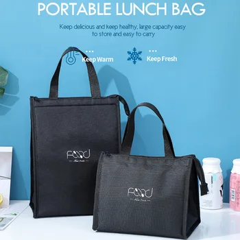 Унисекс тъмно синьо термоизолированный ръчна кутия за съхранение на продукти с цип Пътни чанти за обяд Чанти-хладилници за храна Чанта за пикник