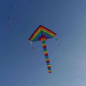 Цветна Дъга Въздушен Змии С Дълга Опашка, Летящи Играчки за деца и възрастни, Отличен Въздушен Кайт за начинаещи
