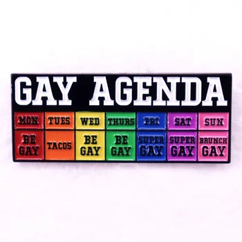Цветна твърда эмалевая жени Gay Agenda, забавна метална брошка-икона за бижута аксесоар