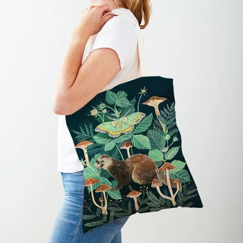 Чанта за пазаруване с заек, пеперуда, совой, китове, цвете, гъбички, детска чанта за момичета с животни, дамски чанти-тоут, чанти за купувачи от супермаркета