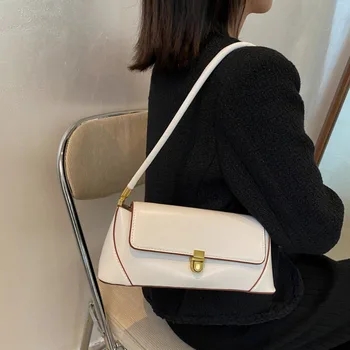 Чанта за подмишниците, изкуствена кожа, нова универсална ежедневна малка квадратна чанта, дамски обикновена чанта в стил ретро.
