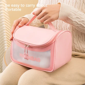 Чанта за съхранение на козметични средства в обикновена опаковка, четка за зъби розова
