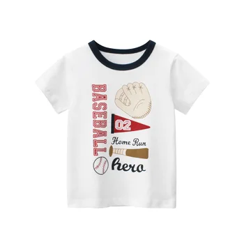 Чисто нов детски дрехи Лято 2024, тениска с къси ръкави за момчета, памучни блузи с надписи, тениски, бебешки дрехи, директна доставка