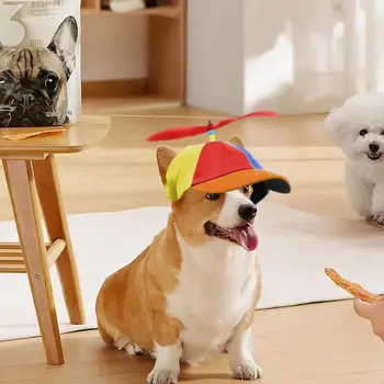 Шапка-перка за кучета, шапка-перка за домашни любимци, Цветни Сменяеми Очарователен Солнцезащитная Дишаща шапка за кучета, Модел cc-хеликоптер за кучета